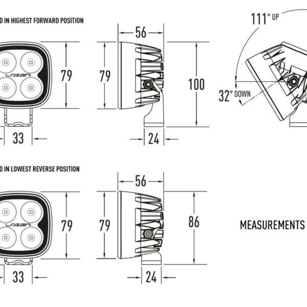 Alternative view of PHARE LED LAZER UTILITY 25 NOIR