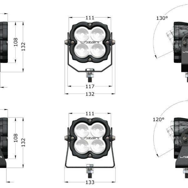 Alternative view of PHARE LED LAZER UTILITY-80 Gen2 NOIR - FIXATION SLIM