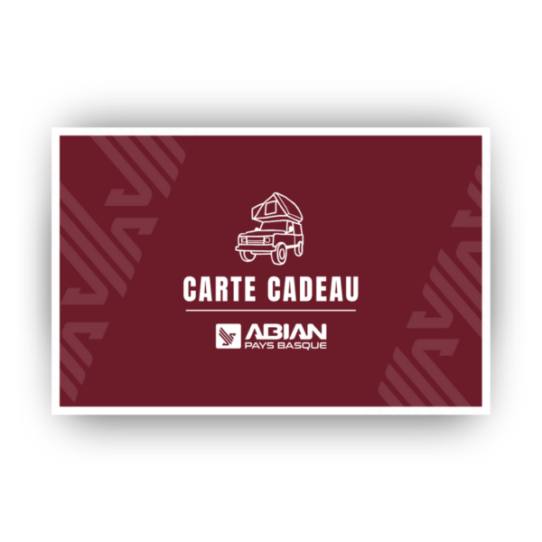 Carte Cadeau Abian Pays Basque : montant au choix, valable sur équipements 4x4, bivouac et aménagements. Utilisable en ligne et en magasin.