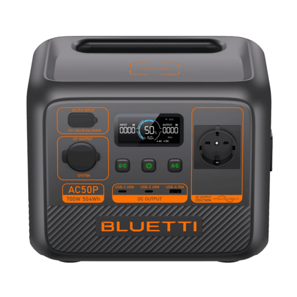 La Bluetti Premium 50 délivre 700W avec 42Ah. 6 sorties, recharge rapide, ultra-compacte. Idéale pour vanlife, bureau mobile ou urgences domestiques.