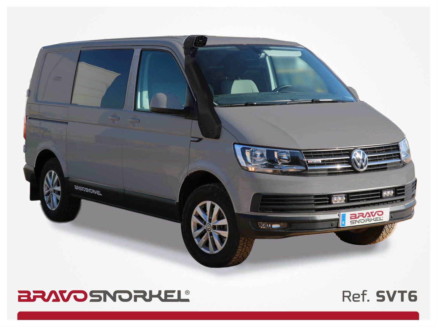 Snorkel robuste pour Volkswagen T5 / T6 / T6.1 (2003 - ), conçu pour optimiser l’admission d’air en conditions extrêmes. Kit complet et facile à installer.