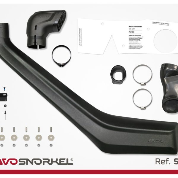 Snorkel BRAVO pour Mitsubishi Triton – Réf. SMT4 : Protégez votre moteur tout en améliorant l’admission d’air. Ce snorkel certifié CE est robuste, facile à installer et garanti 5 ans. Idéal pour le tout-terrain ! 🚙🔥