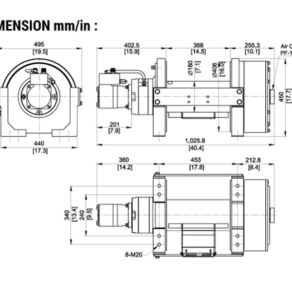 Alternative view of Treuil hydraulique COME UP BISON 50 – 22,6 t – Treuil industriel récupération lourde