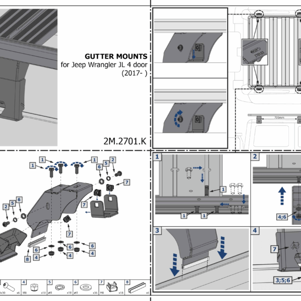 SUPPORT MONTAGE GOUTIERE JEEP WRANGLER JL