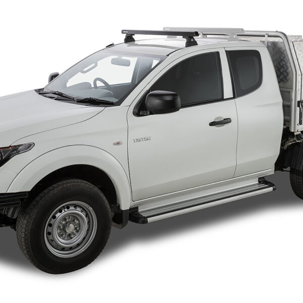 Kit 1 barre de toit avant noire 1250mm Heavy Duty avec pied RLT600 Ditch Mount Mitsubishi L200 Gen V MQ/MR 2015-