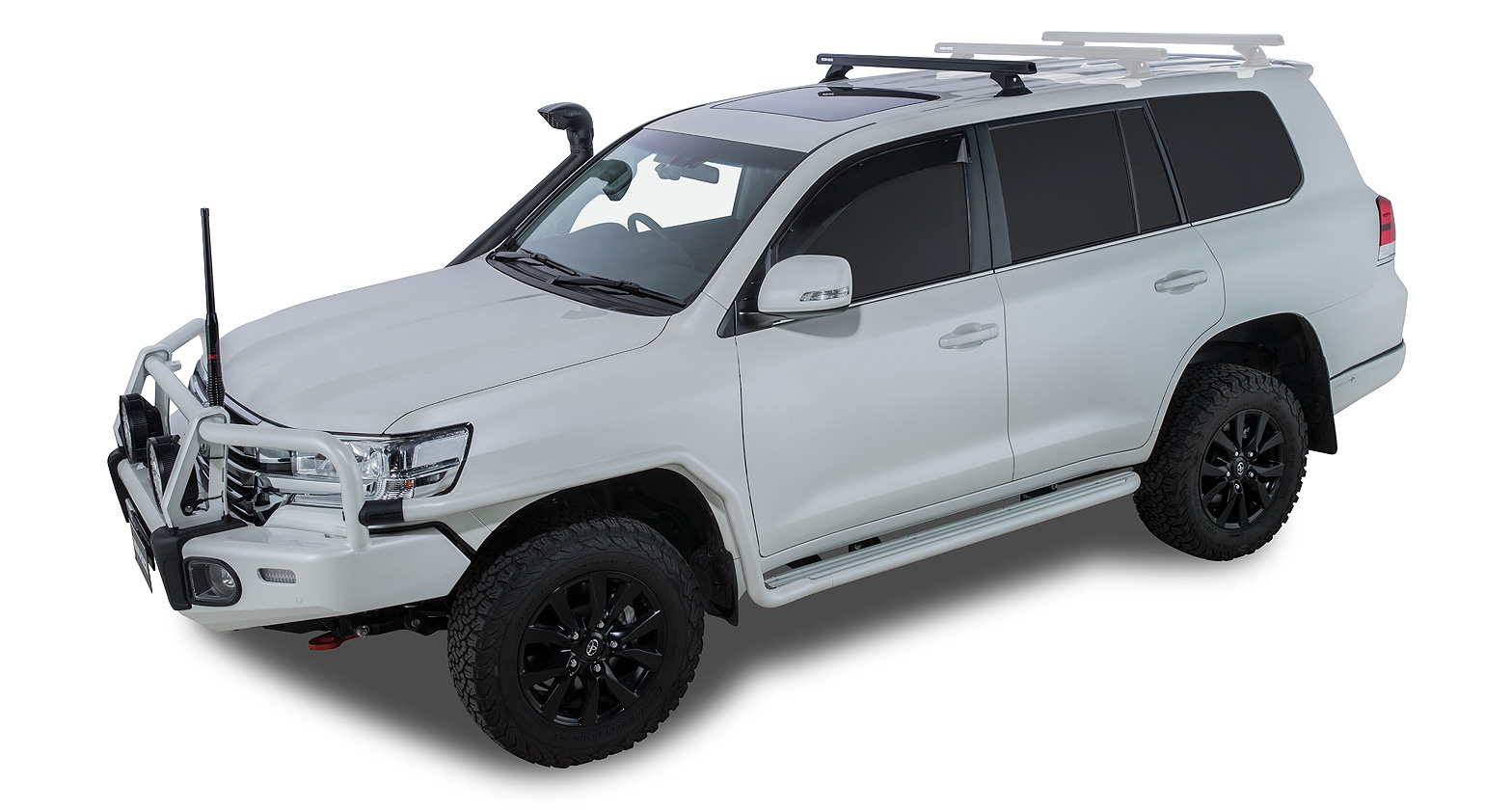 Kit 1 barre de toit avant noire Heavy Duty 1375mm avec pied RCH Toyota Land Cruiser série 200 2007-2021