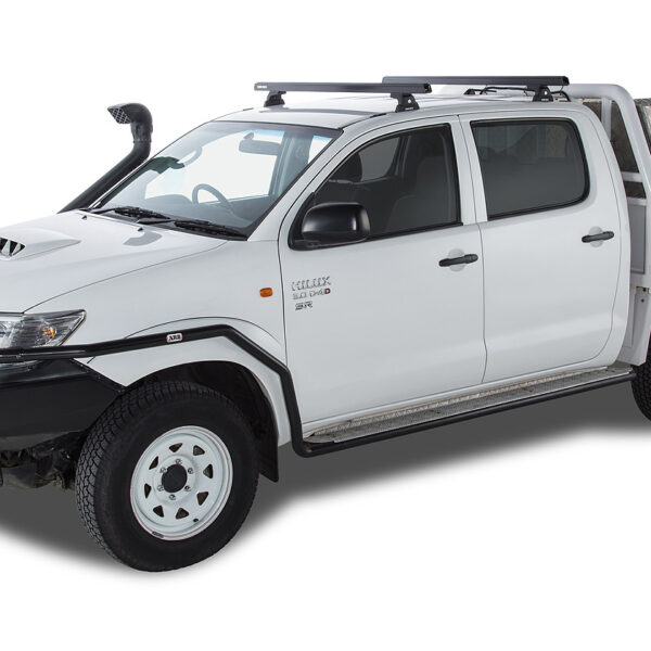 Kit 1 barre de toit noire 1375mm Heavy Duty avec pieds RLT600 Trackmount Toyota Hilux Vigo 2005-2015