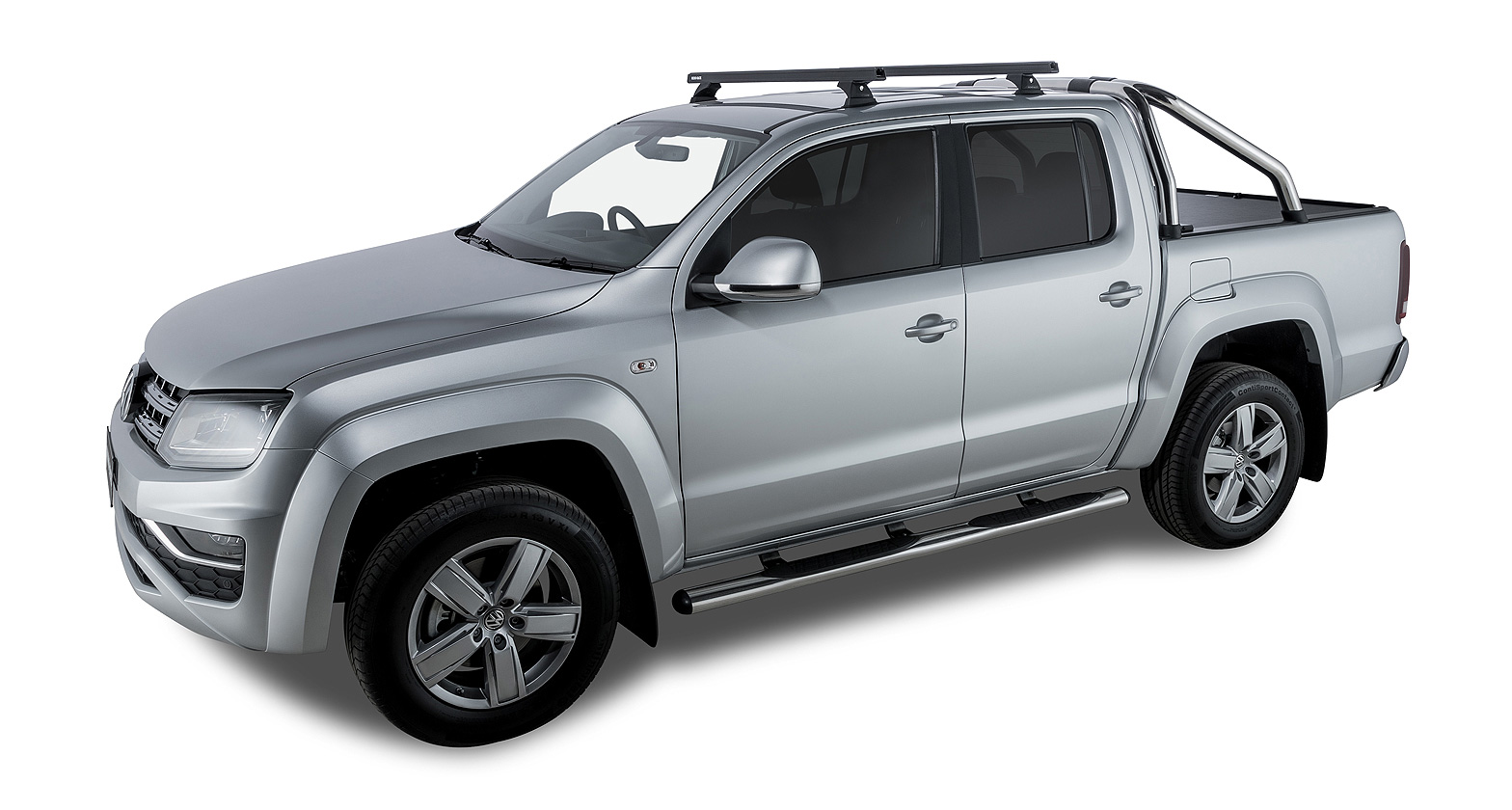 Kit 2 barres de toit noire 1375mm Heavy Duty avec pieds RCH Volkswagen Amarok 2H 2011-2023