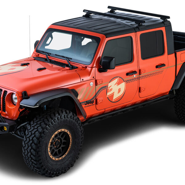 Kit 2 barres de toit noire 1500mm Rhino-Rack Backbone Heavy Duty avec pieds RCL Jeep Gladiator JT 2020-