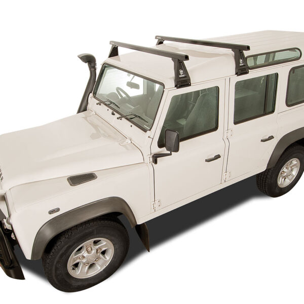 Kit 2 barres de toit noire Heavy Duty 1500mm avec pieds RL210 Land Rover Defender