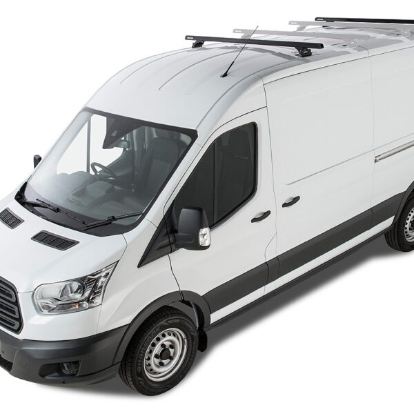 Kit 2 barres de toit noire Heavy Duty 1800mm avec pieds RLTP Ford Transit 2014-