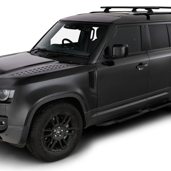 Kit 2 barres de toit noire Vortex 1370 mm avec pieds RCL Land Rover Defender II 130 L663 2023+