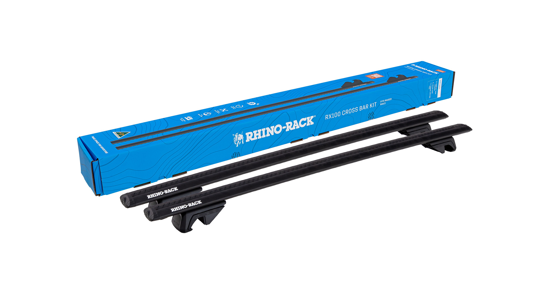 Kit 2 barres de toit transversales Vortex 1260mm pieds RX100 Rhino Rack