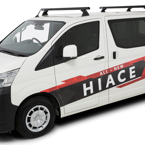 Kit 3 barres de toit noire 1650mm Heavy Duty avec pieds RCH Toyota Hiace Gen VI 2019-