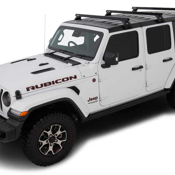 Kit 3 barres de toit noire Heavy Duty 1500mm avec pieds RL110 Jeep Wrangler JL 2019+