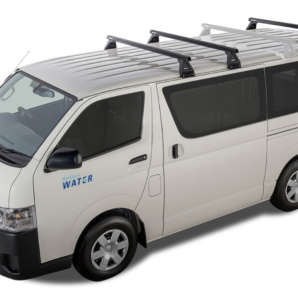 Kit 3 barres de toit noire Heavy Duty 1500mm avec pieds RL150 Toyota Hiace Gen IV H10 1989-2005