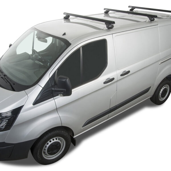 Kit 3 barres de toit noire Heavy Duty avec pieds RLTP Ford Transit Custom 2014-