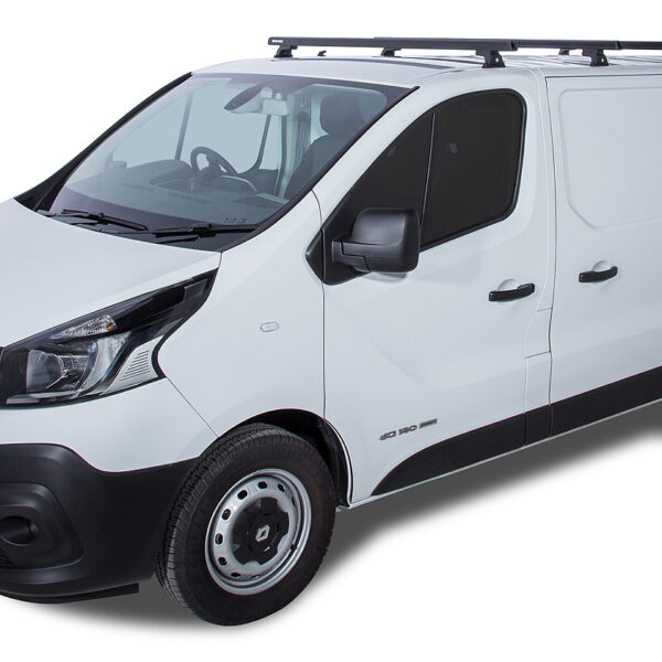 Kit 4 barres de toit noire 1650mm Heavy Duty avec pieds RLT600 Renault Trafic X82 2015-