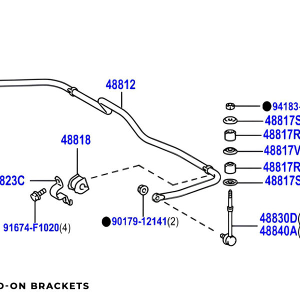 Kit barre stabilisatrice arrière fixe Toyota KDJ15 GDJ15 N4-Offroad - remplacement KDSS