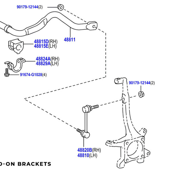 Kit barre stabilisatrice avant fixe Toyota KDJ15 GDJ15 N4-Offroad - remplacement KDSS