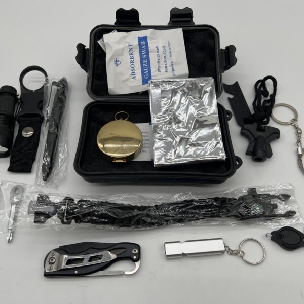 Coffret étanche d'accessoires tactiques et de survie - 18 pièces