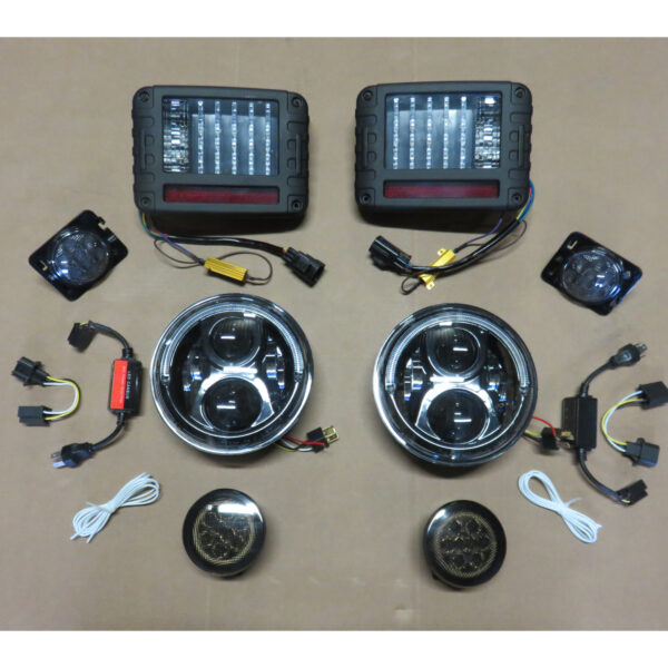 Alternative view of Pack feux complet cristal leds fumé pour Jeep Wrangler JK