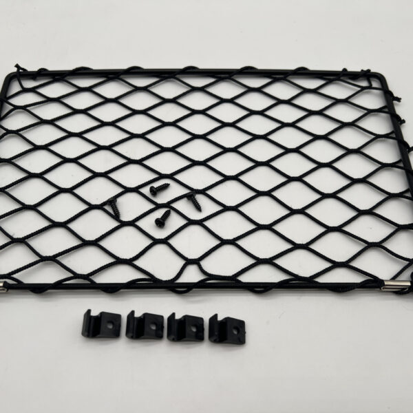 Filet de rangement avec cadre acier noir 312x200mm - avec cavaliers de fixation et vis