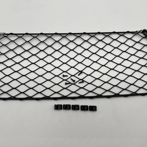 Filet de rangement avec cadre acier noir 500x200mm - avec cavaliers de fixation et vis