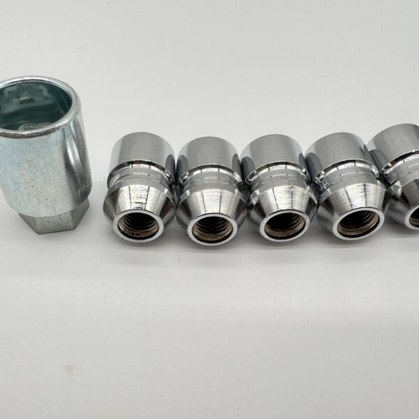 Lot de 5 écrous de roue antivol chromés 12x150 - Cône 60°