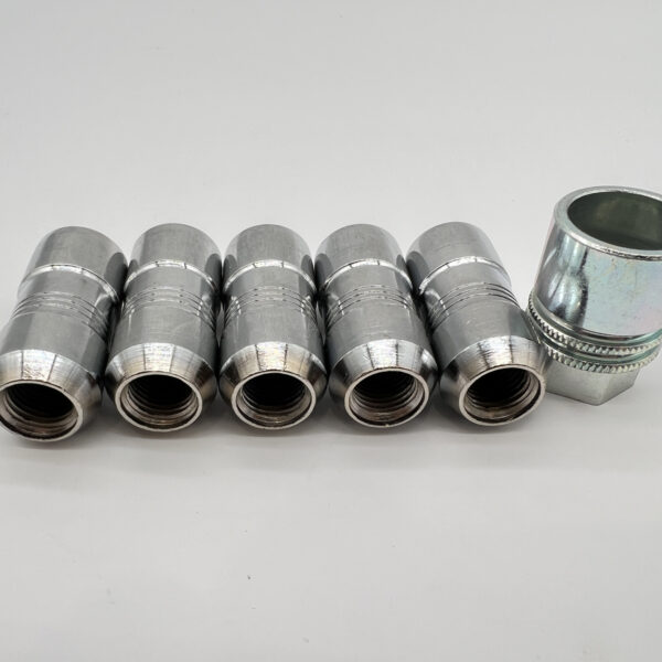 Lot de 5 écrous de roue antivol chromés 14x150 - Cône 60°