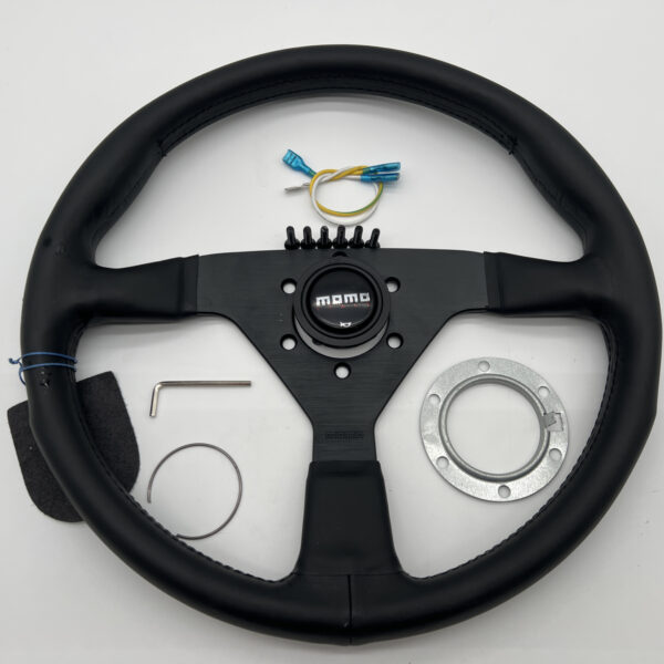 Volant plat trois branches cuir noir Ø350mm