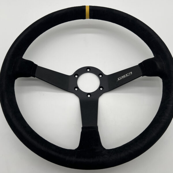 Volant Racing en cuir noir Ø380 en peau retournée