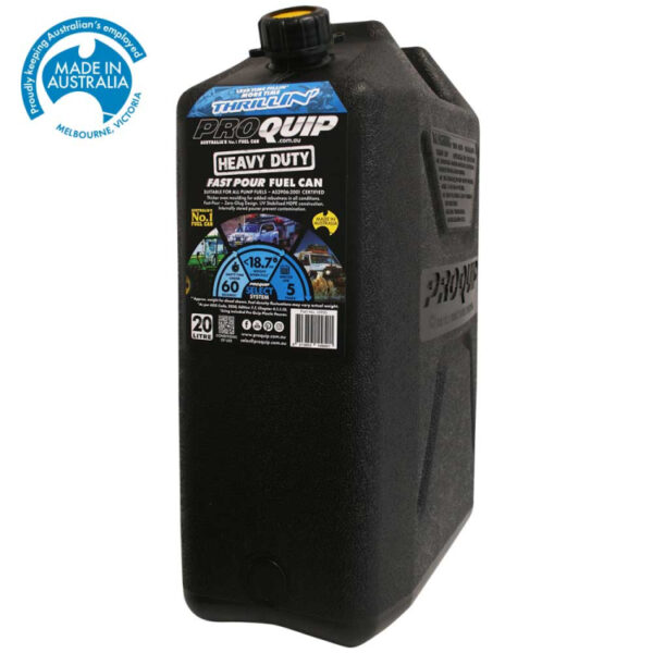 Jerrycan carburant - plastique noir - Format US 20L - avec bec verseur amovible