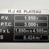 PLAQUE DE TARE HJ45 PLATEAU