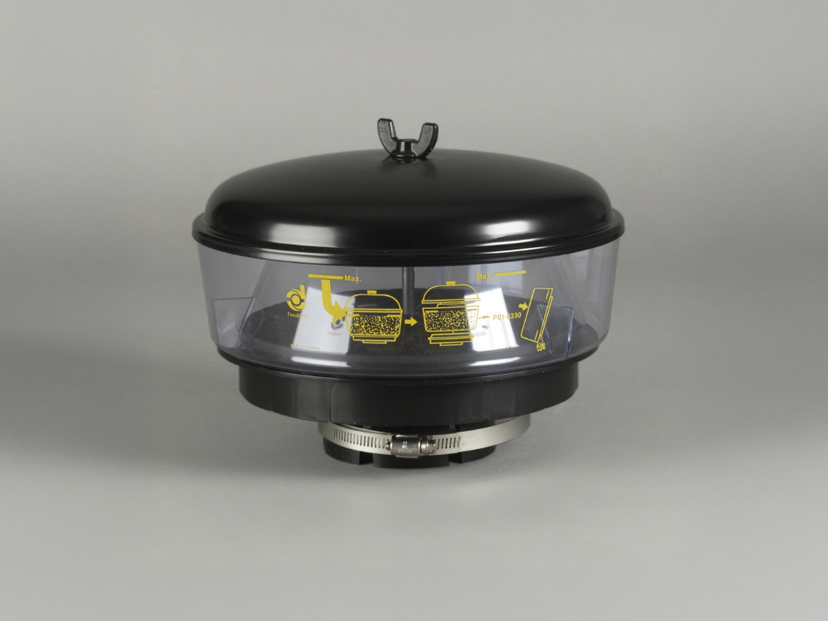 Préfiltre cyclonique Donaldson transparent Ø10" avec entrée Ø4" snorkels HP