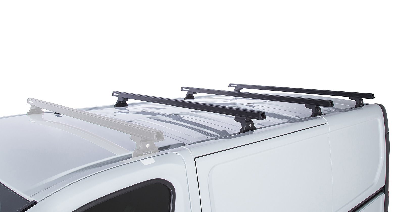 Kit 3 barres de toit 1650mm avant /milieu arrière / arrière noire Heavy Duty avec pieds RLT600 – Image 3