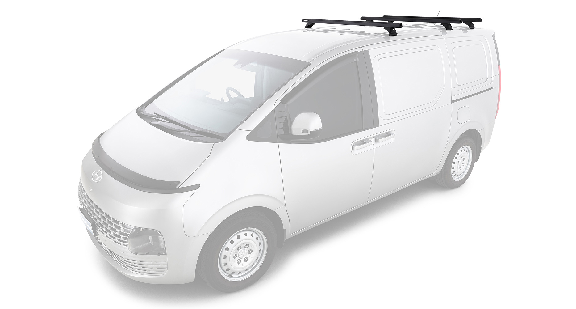 Kit 3 barres de toit noire Heavy Duty 1500mm avec pieds RCH Hyundai Staria-Load US4 2021- – Image 3