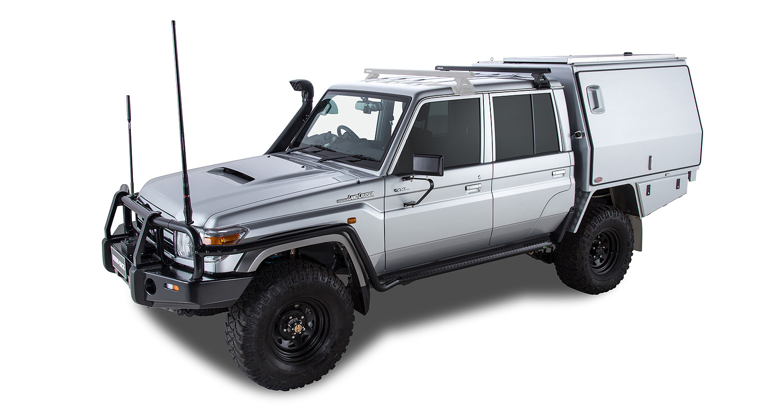 Kit 1 barre de toit noire Heavy Duty 1500mm avec pieds RL110 Toyota Land Cruiser série 79 2007- – Image 4