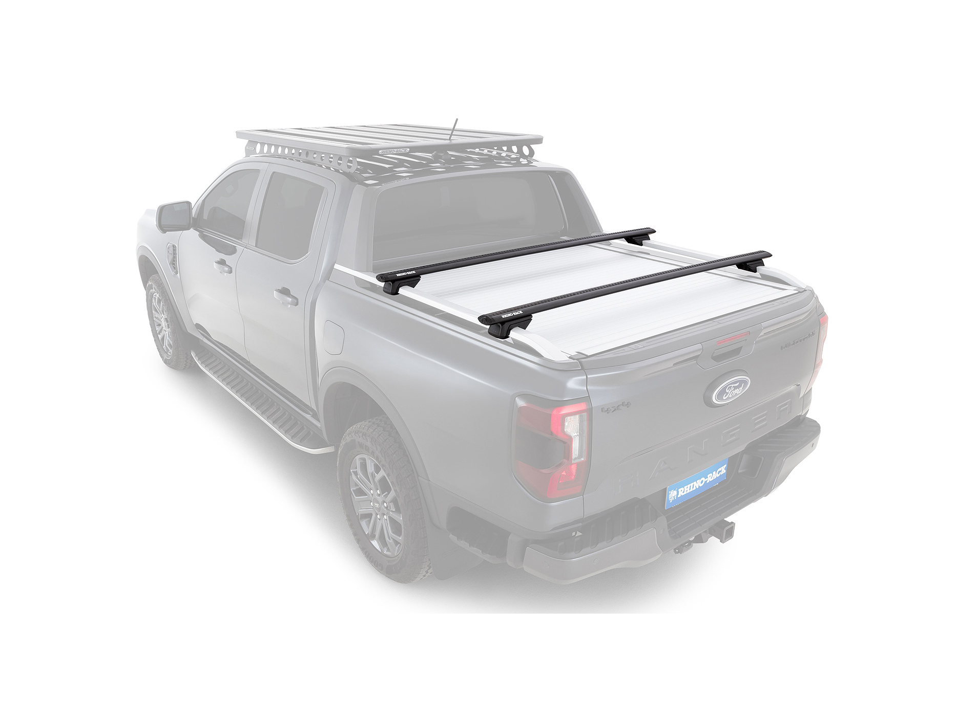 Kit 2 barres de toit Rhino Rack Sportz 1650mm Ford Ranger T9 Wildtrak avec rails de toit 2022+