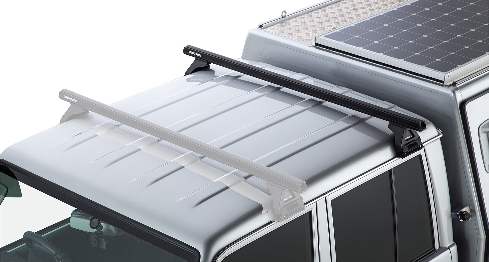 Kit 1 barre de toit noire Heavy Duty 1500mm avec pieds RL110 Toyota Land Cruiser série 79 2007- – Image 5