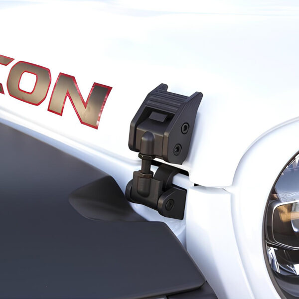 Alternative view of Attaches capot en aluminium anodisé noir pour Jeep Wrangler JK - la paire