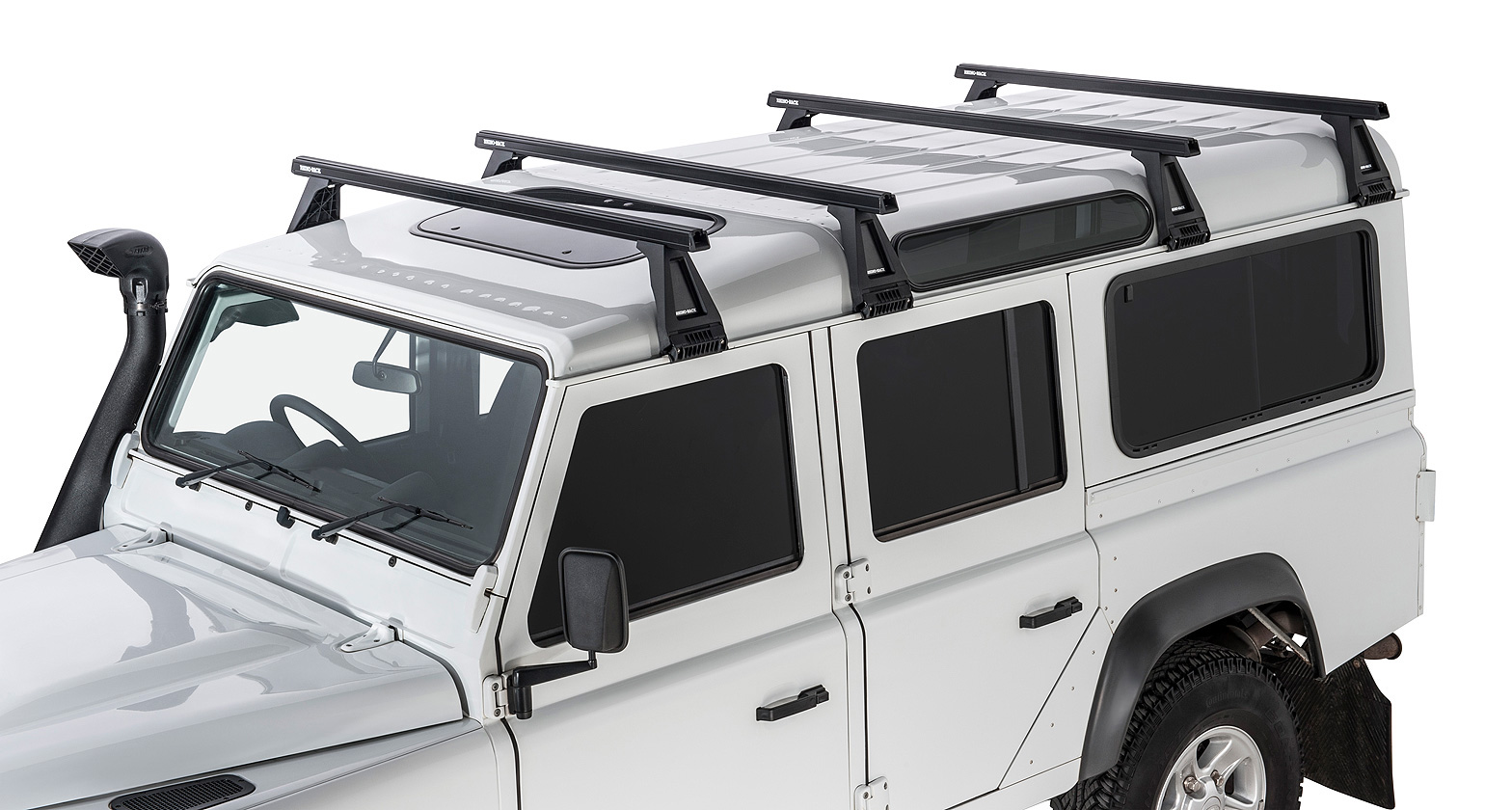 Kit 4 barres de toit noire Heavy Duty 1500mm avec pieds RL210 Land Rover Defender 110 1993-2020 – Image 8