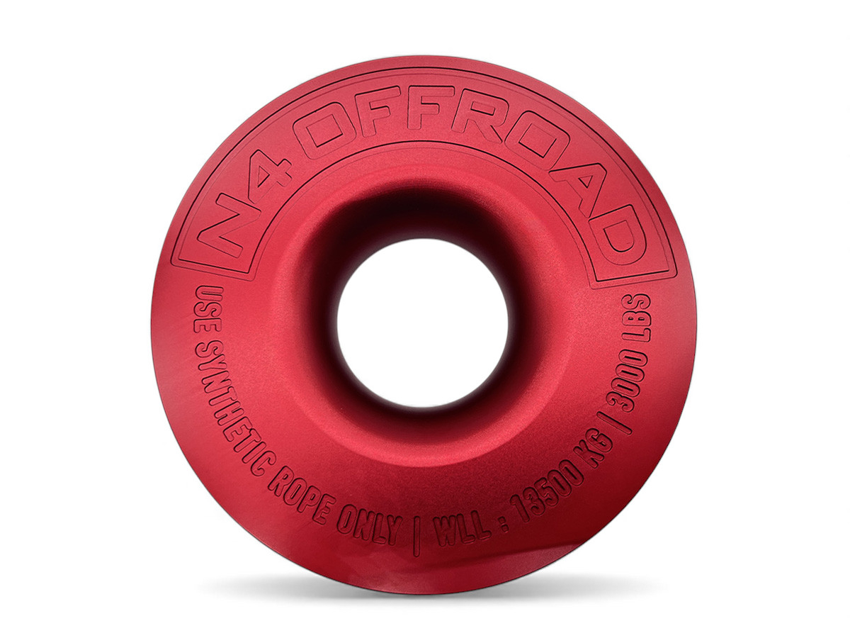 Anneau de treuillage alu 13.5T Ø148mm rouge N4-Offroad avec etui – Image 2