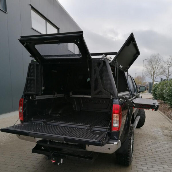 Hardtop Adventure noir strié Nissan Navara D40 2005-2015 double cabine Alu-Cab