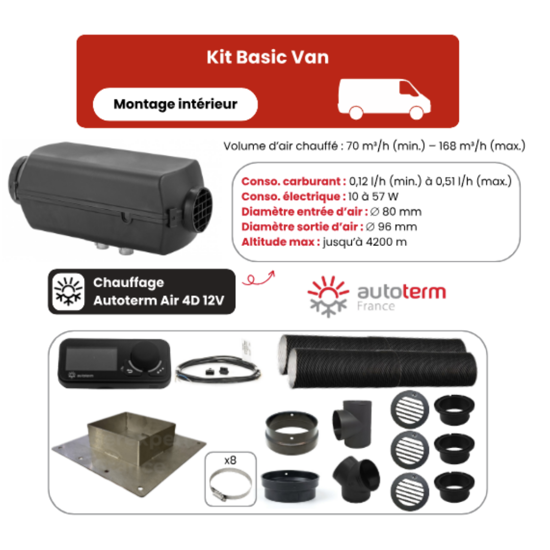 Kit chauffage AUTOTERM Air 4D 4 kW 12 V / 24 V – Montage intérieur pour van aménagé – Image 1