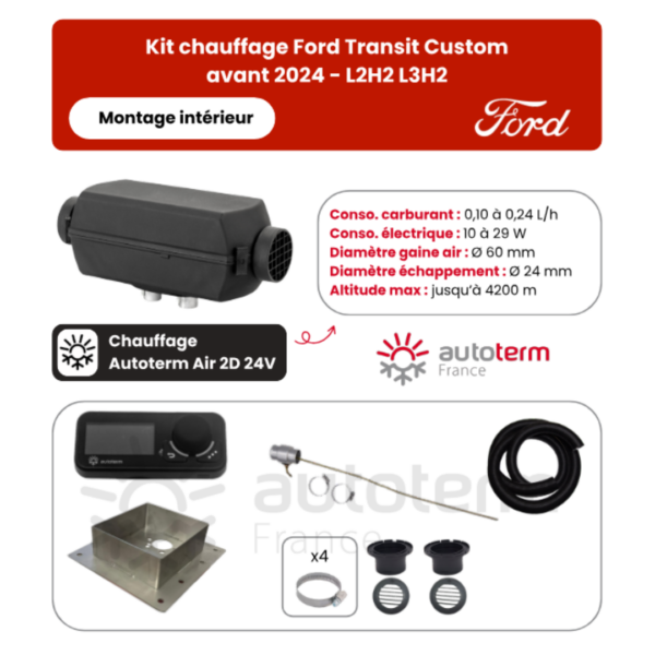 Alternative view of Kit chauffage Ford Transit Custom intérieur AUTOTERM