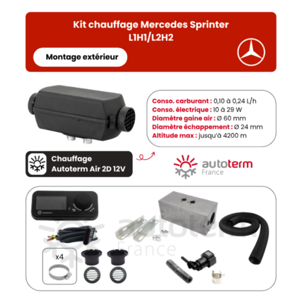 Kit chauffage Mercedes Sprinter L1H1 / L2H2 extérieur AUTOTERM