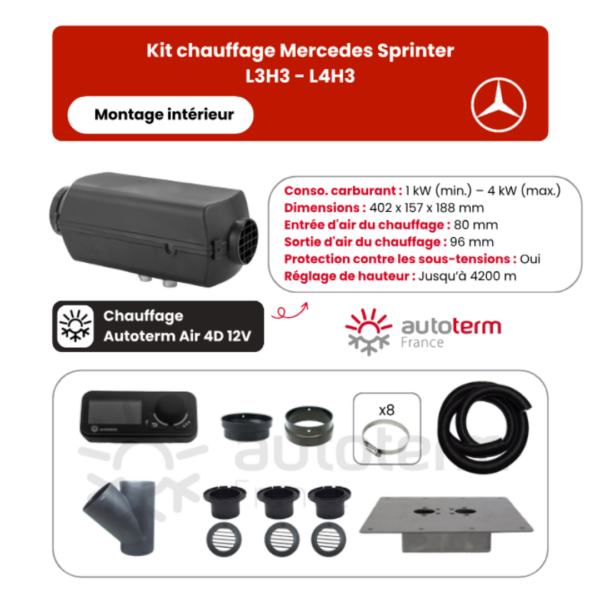 Kit chauffage Mercedes Sprinter L3H3 / L4H3 intérieur AUTOTERM