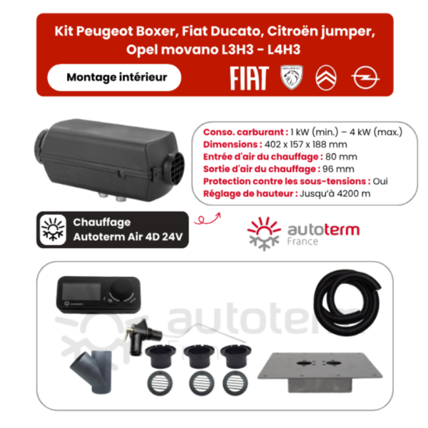 Alternative view of Kit chauffage Citroën jumper L3H3 / L4H3 intérieur AUTOTERM