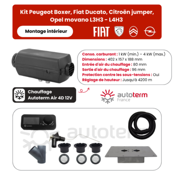 Kit chauffage Citroën jumper L3H3 / L4H3 intérieur AUTOTERM